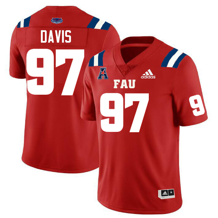 Florida Atlantic Owls #97 Devonta Davis College Football Jerseys Stitched-Red